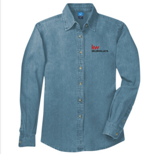Port & Company Ladies Long Sleeve Denim Shirt-LSP10