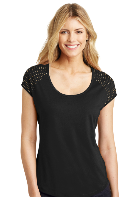 Ladies Shoulder Stud Tee-KWDM424