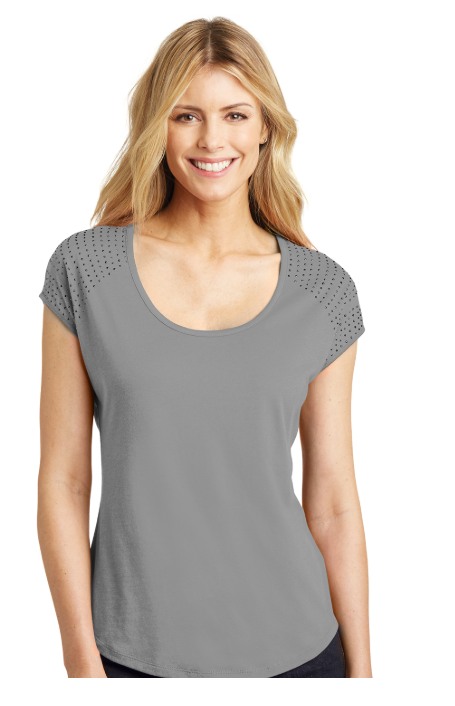 Ladies Shoulder Stud Tee-KWDM424