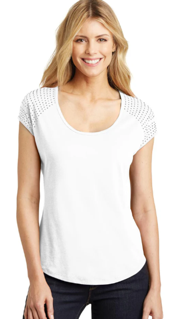 Ladies Shoulder Stud Tee-KWDM424