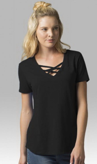 Ladies Caged Front T-shirt-KWT27